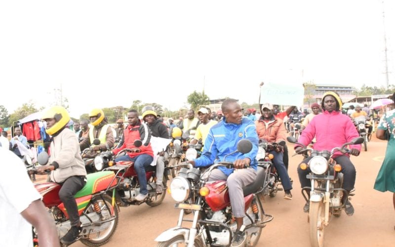 Siaya Boda Boda operators and residents celebrate the nomination of Ugunja MP Opiyo Wandayi as CS for Energy. PHOTO/Eric Juma