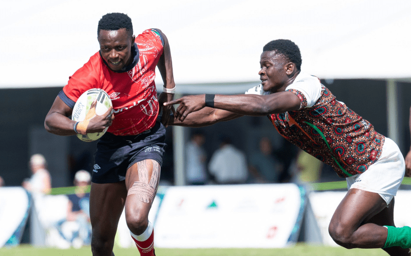 Kenya Morans' Amon Wamalwa evades a tackle. PHOTO/@OfficialKRU