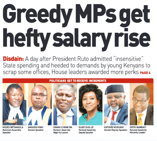 Greedy MPs to get hefty pay rise. PHOTO/Print