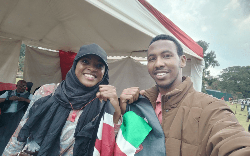 Quraish Abdi Habashow and Shakira Wafula during the Shujaaz memorial concert.PHOTO/@QuraishHabasho/X