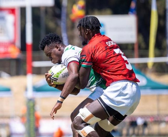 Kenya 7s forward George Ooro in action for Shujaa. PHOTO/@KingGeorgeOoro/X