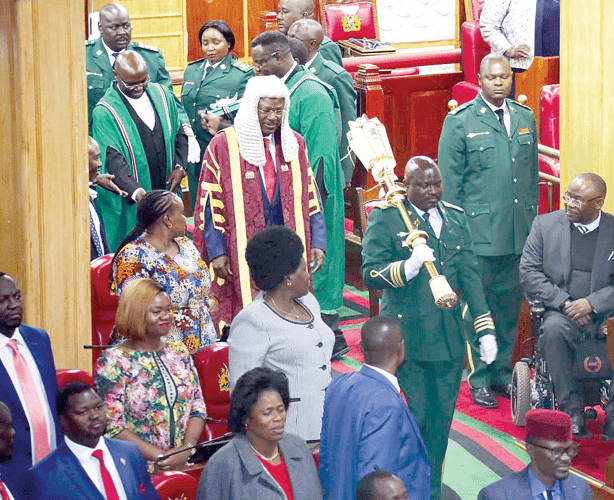 Speaker of National Assembly Moses Wetang'ula arrives in Parliament. PHOTO/Print