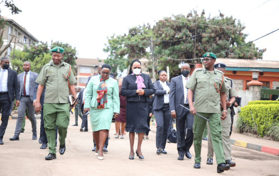 Chief Justice Martha Koome together with Principal Secretary Correctional Services Dr Salome Beacco and Commissioner General of Prisons Patrick Aranduh arrive at Industrial Area Prison. PHOTO/@Kenyajudiciary