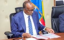 Environment Cabinet Secretary Aden Duale taking notes during a meeting on Monday, August 26, 2024. PHOTO/@Environment_Ke/X