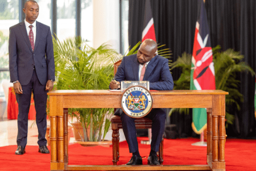 Ministry of Youth Affairs, Creative Economy, and Sports CS Kipchumba Murkomen signs after taking over the ministry. PHOTO/ @kipmurkomen/X