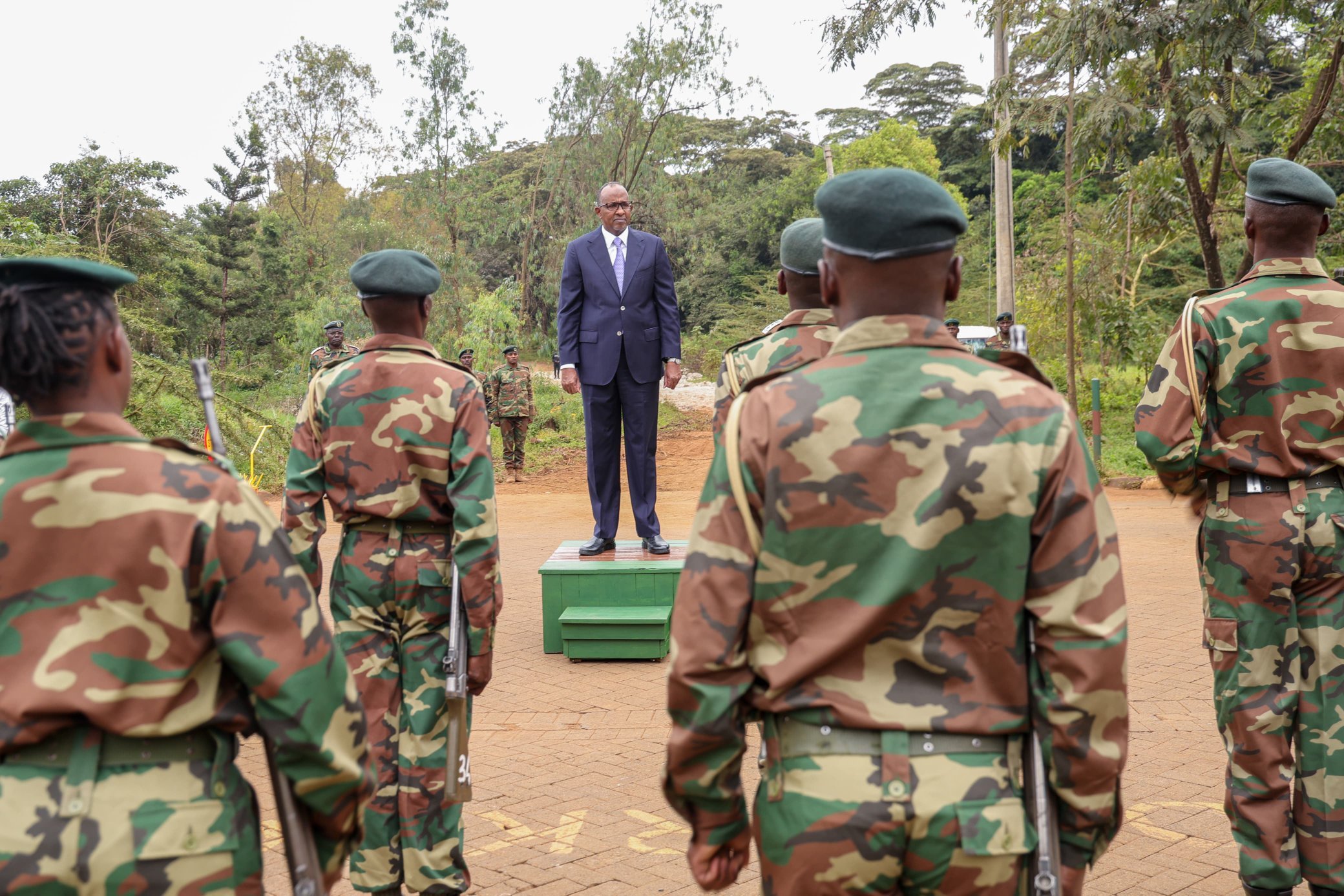 CS Aden Duale inspecting a guard of honour by the KFS rangers on Monday, August 19, 2024. PHOTO/@Environment_Ke/X