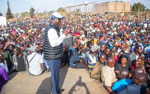 Raila Odinga at Toi Market. PHOTO/@RailaOdinga/X