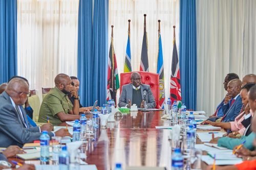 DP Rigathi Gachagua hosted Agriculture CS Andrew Karanja and Cooperative and MSMEs Development CS Wycliffe Oparanya in a meeting at Karen. PHOTO/@rigathi/X