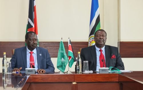 Raila Odinga and Prime CS Musalia Mudavadi at Railways Office. PHOTO/@MusaliaMudavadi/X