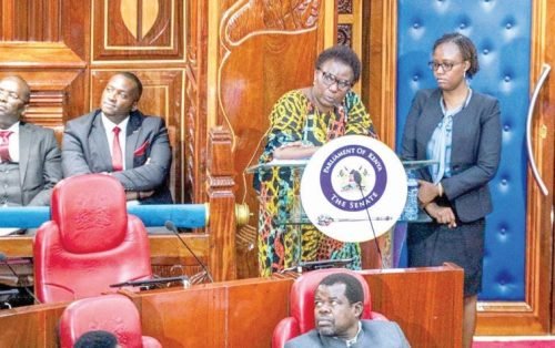 Meru Governor Kawira Mwangaza during her impeachment hearing at the Senate. PHOTO/Kenna Claude