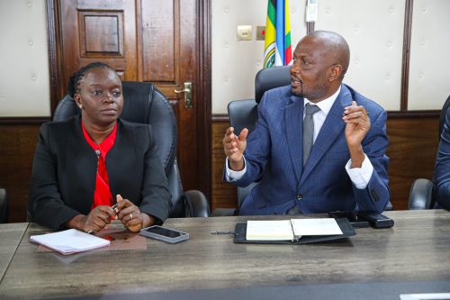 Moses Kuria with Health CS Deborah Barasa during a meeting on Friday, August 30, 2024. PHOTO/@MOH_Kenya/X