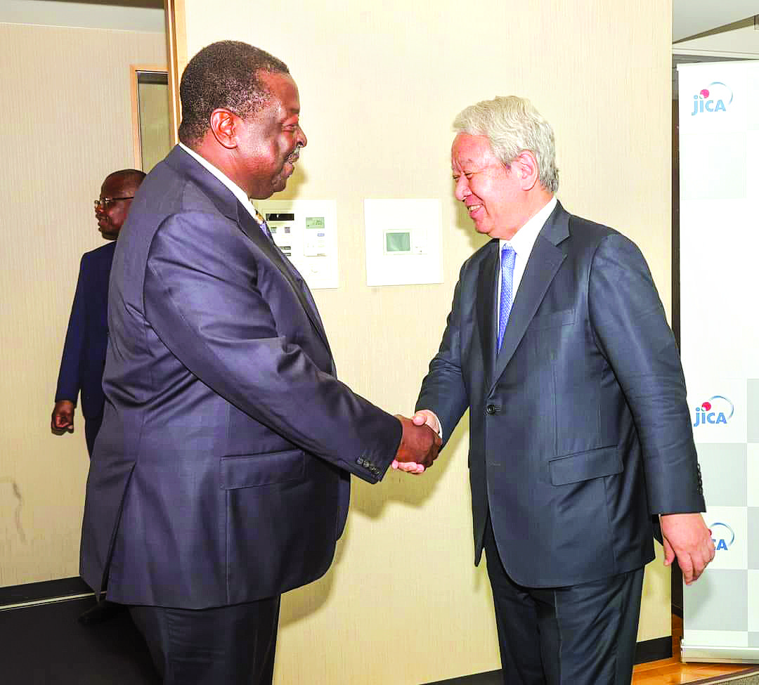 Prime Cabinet Secretary and Cabinet Secretary for Foreign and Diaspora Affairs Musalia W Mudavadi after holding a meeting with Dr. Akihiko Tanaka, President, JICA.PHOTO/Print