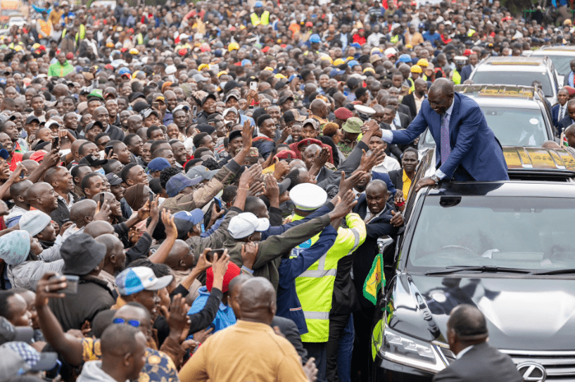 President William Ruto during a past tour in Eldoret City