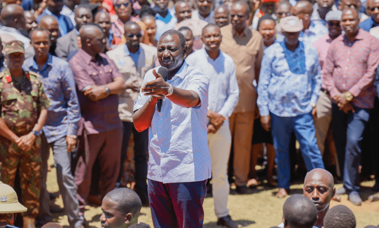 President William Ruto speaking during his development tour in Migori County on Wednesday, August 28, 2024. PHOTO/@rigathi/X