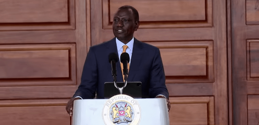 President William Ruto speaking after the swearing-in of Cabinet Secretaries at State House Nairobi on Thursday August 8, 2024. PHOTO/ Screengrab by People Daily Digital