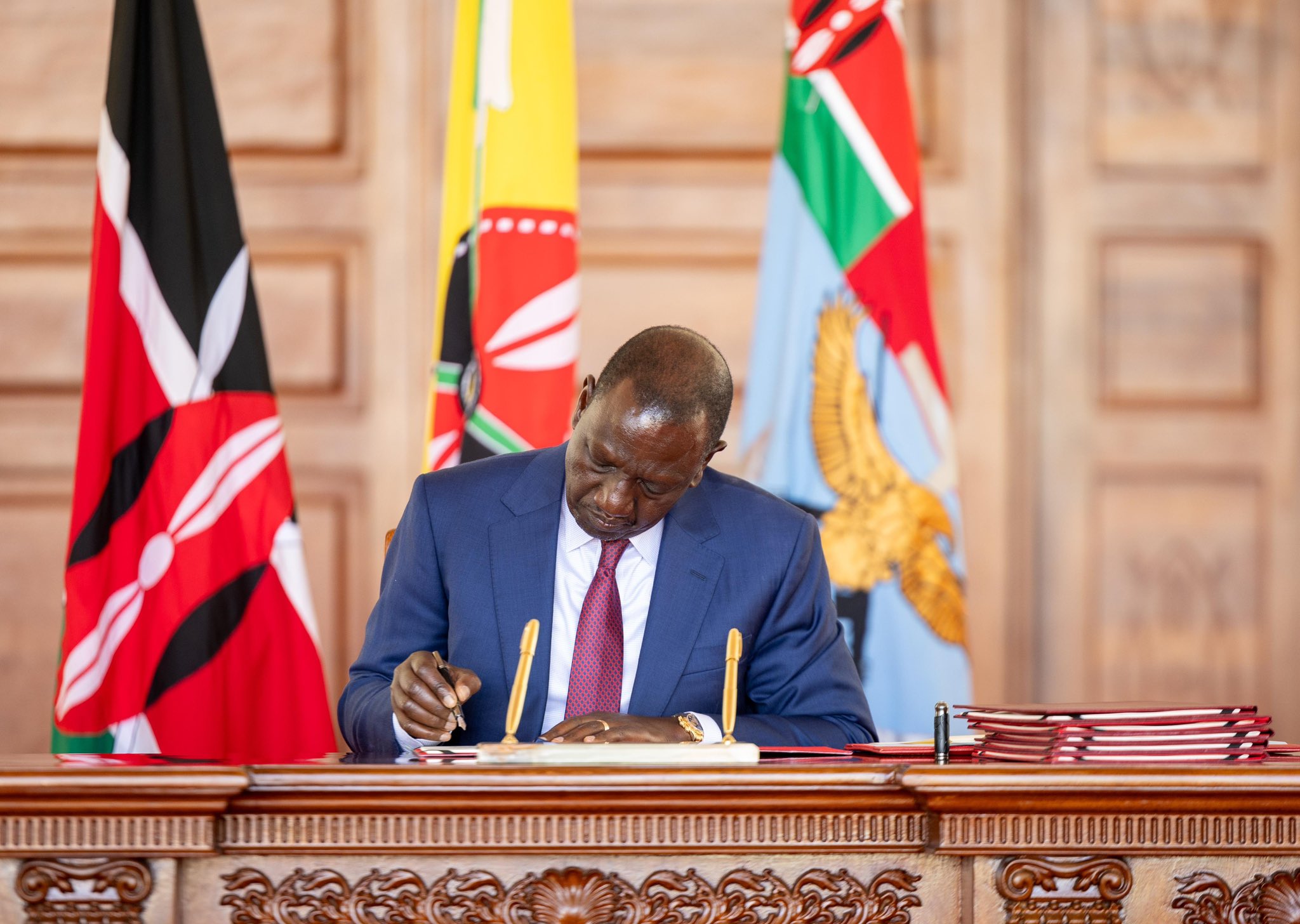 President William Ruto signing the Supplementary Appropriation Bill into law on Monday, August 5, 2024. PHOTO/@WilliamsRuto/X