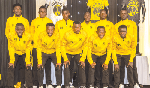 Tusker FC’s new players donning the club’s new kit unveiled. PHOTO/TUSKER FC