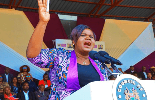 Homa Bay County Governor Gladys Wanga speaking on August 18, 2024. PHOTO/@gladyswanga/X