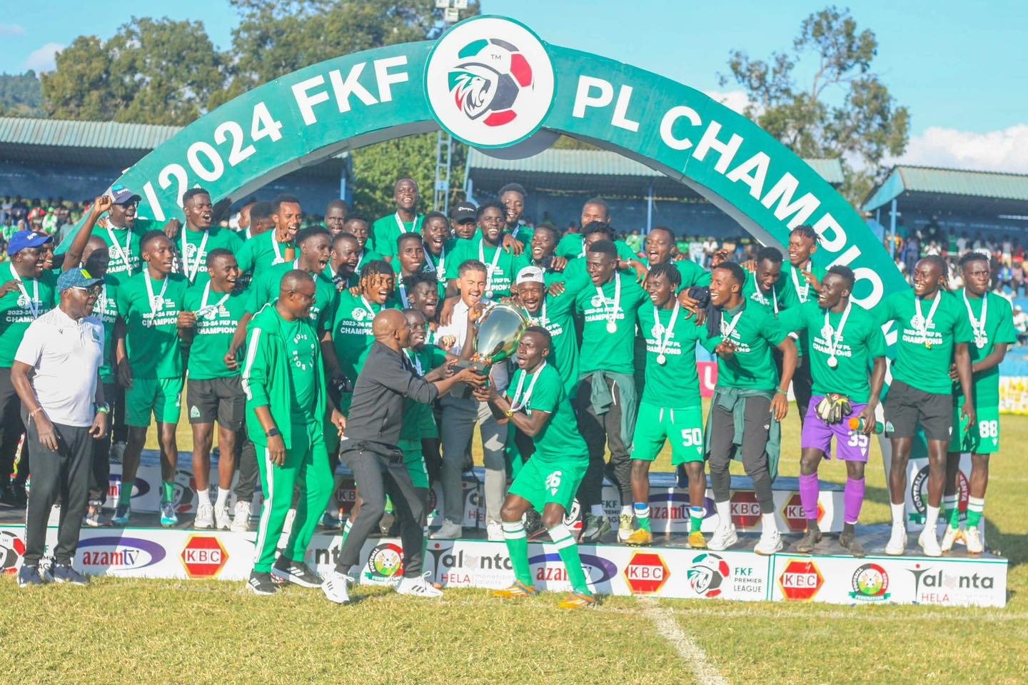 Gor Mahia FC lifting the FKF Premier title last season on June 23, 2024. PHOTO/https://web.facebook.com/fkfpremierleague