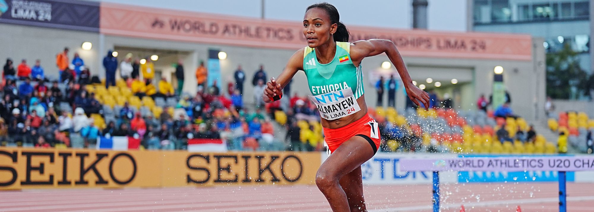 Sembo Almayew wins the 3000m steeplechase final, breaking the championship record in the process. PHOTO/World Athletics