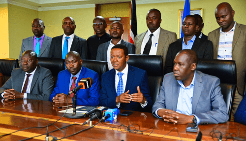 Cabinet Secretary for Labor and Social Protection Alfred Mutua meeting with the  KAWU officials