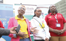 Senior technical advisor CIHEB-Kenya Connect Emma Momanyi (left) with the President, Operation Triple Zero-Kenya Damaris Nyamweya (centre) and Senior technical advisor USAid Stawisha Pwani-Coast region Rose Nyaboke address journalists in Nairobi on Wednesday. PHOTO/Bernard Malonza