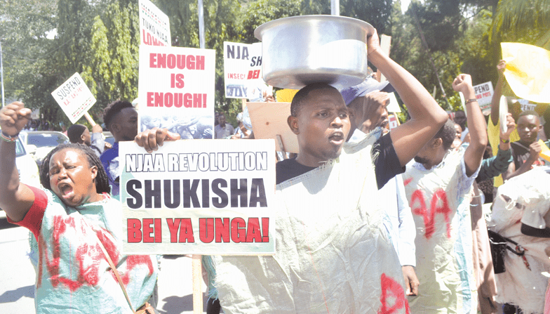 Mombasa residents during a past protest against the high cost of living. PHOTO/Print