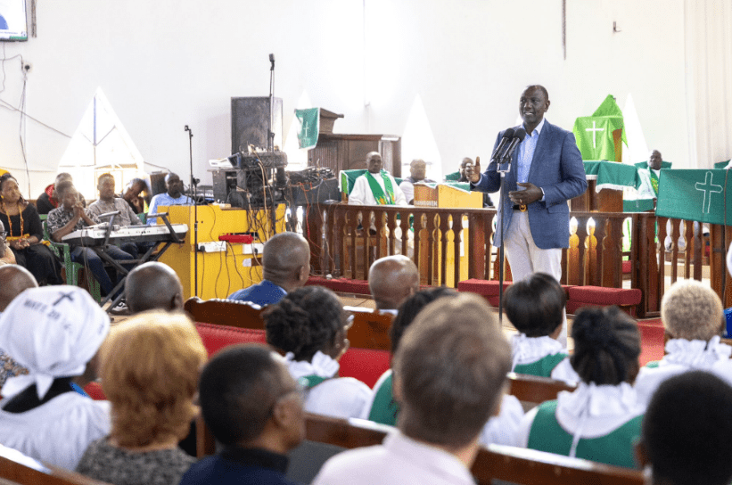 President William Ruto during a sunday service at the Anglican Church of Kenya, Bungoma Diocese. PHOTO/@WilliamsRuto/X