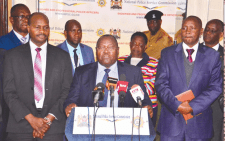 Kenya Police Service Commission Chairman Eliud Kinuthia addressing the media. PHOTO/ Philip Kamakya