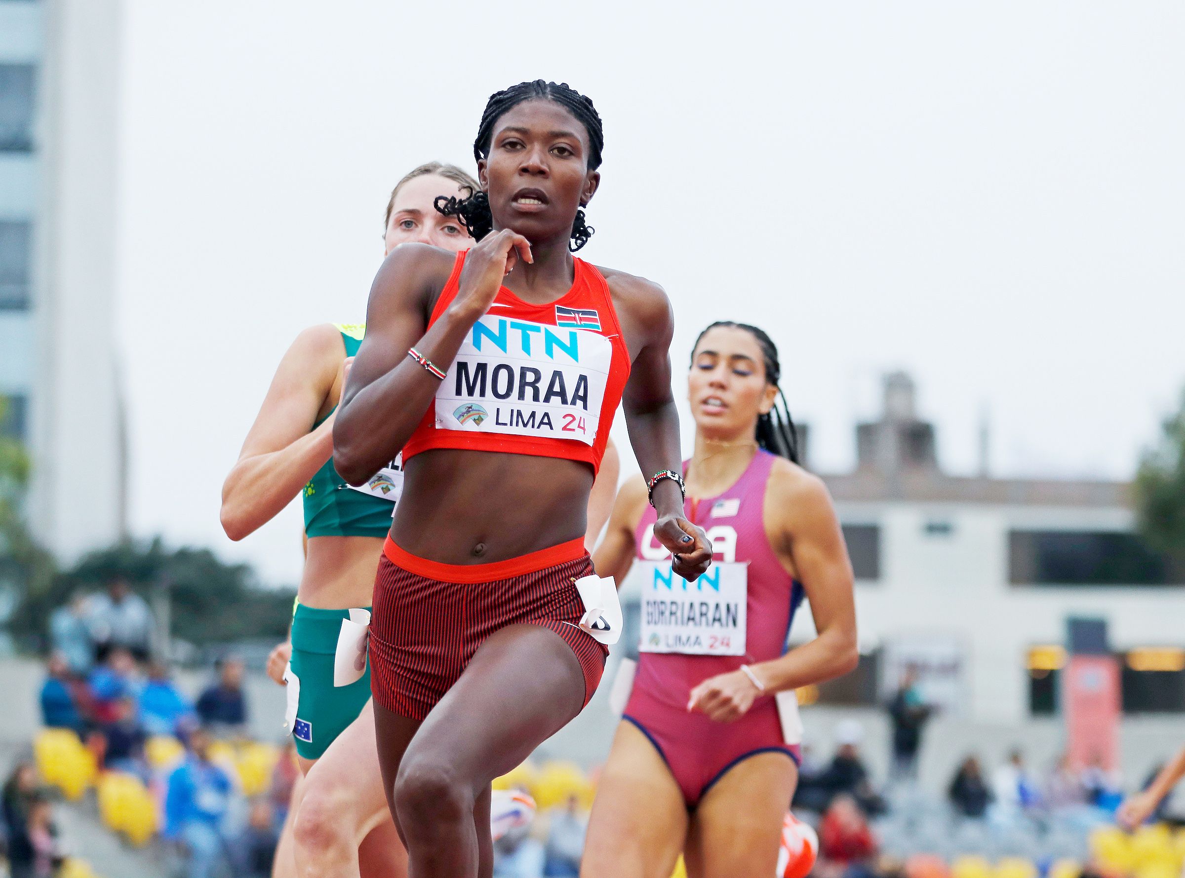 Sarah Moraa in the 800m at the World U20 Championships in Lima. PHOTO/Oscar Munoz Badilla for World Athletics