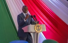 President William Ruto at the Kenya School of Government in Lower Kabete, Nairobi County, during the launch of the strategic framework for the implementation of terms of service for the police, prisons, and the National Youth Service by President William Ruto. PHOTO/@WilliamsRuto/