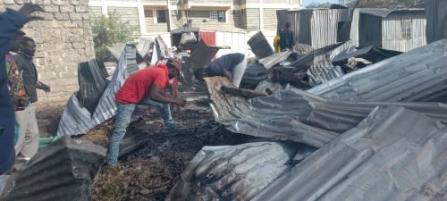 Remains of some of the houses guttered down by fire in Kitengela. Photo/Christine Musa