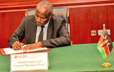 National Treasury CS John Mbadi signing a credit facility deal in Beijing on Friday, September 6, 2024. PHOTO/@KeTreasury/X