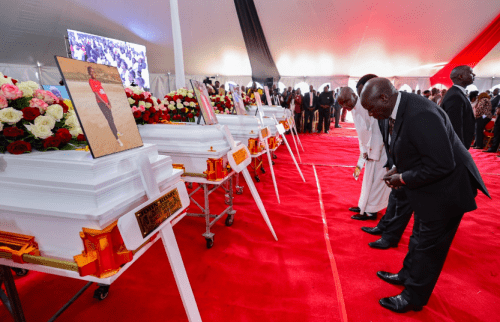 Deputy President Rigathi Gachagua during the memorial service of Endarasha fire victims on Thursday September 26, 2024. PHOTO/@rigathi/X