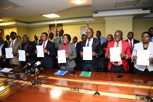 Labour CS Alfred Mutua after reaching agreement with university workers representatives on Thursday, September 26, 2024. PHOTO/@DrAlfredMutua/X