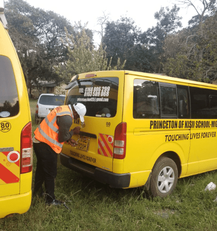 NTSA official inspecting a school van during an operation in Kisii County on Tuesday September 24, 2024. PHOTO/@ntsa_kenya/X