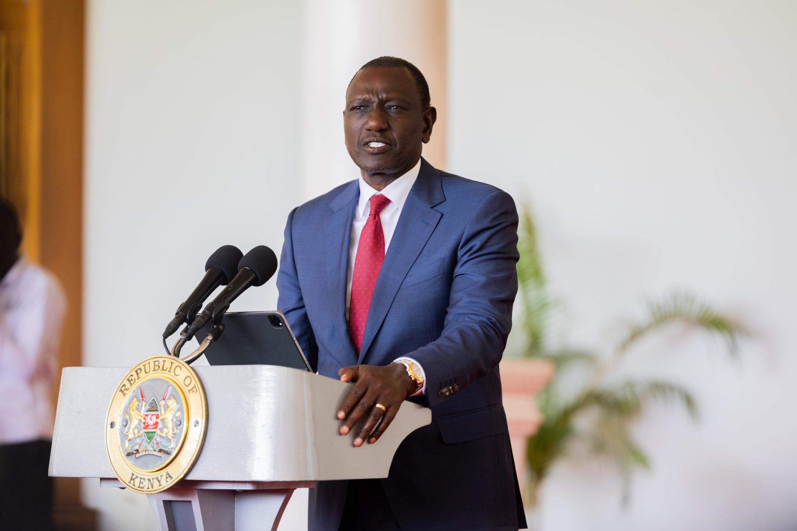 President William Ruto speaking at State House when EACC handed over recovered assets. PHOTO/@WilliamsRuto/X