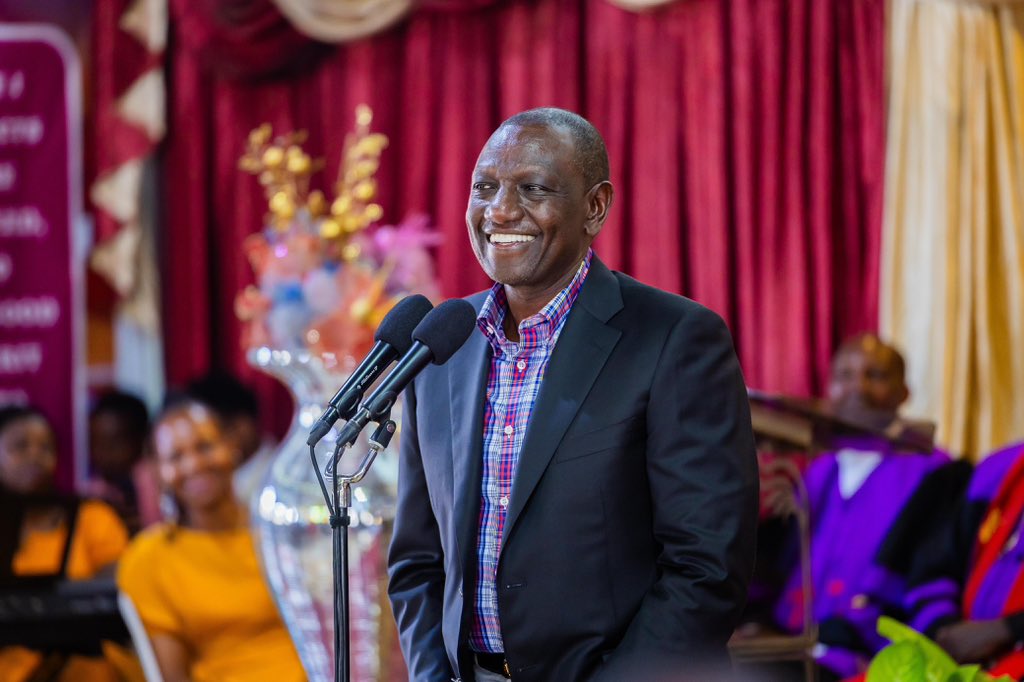 President William Ruto during Sunday service at Stewards Revival Pentecostal Church. PHOTO/@WilliamsRuto/X