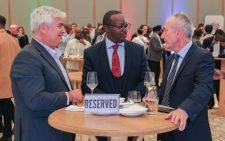 From left: Incoming CEO for East Africa and Group Managing Director of RUBiS Energy Kenya Olivier Sabrié, James Muthui Partner - Kaplan & Stratton Advocates and Outgoing CEO for East Africa and Group Managing Director Jean-Christian Bergeron during the farewell dinner at the JW Marriot hotel in Nairobi, Kenya. PHOTO/Print