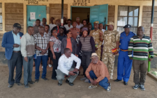 The Kenya Wildlife Service (KWS) and the Makongeni villagers after a meeting over the hyena menace. PHOTO/@KWSKenya/X