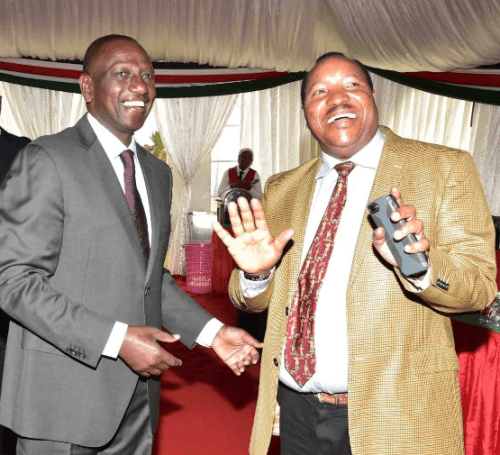 Former Governor Ferdinand Waititu and President William Ruto in 2018. PHOTO/https://www.facebook.com/williamsamoei