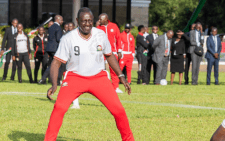 President William Ruto playing football during the flagging off of Junior Starlets at State House Nairobi on Wednesday September 18, 2024. PHOTO/@WilliamsRuto/X