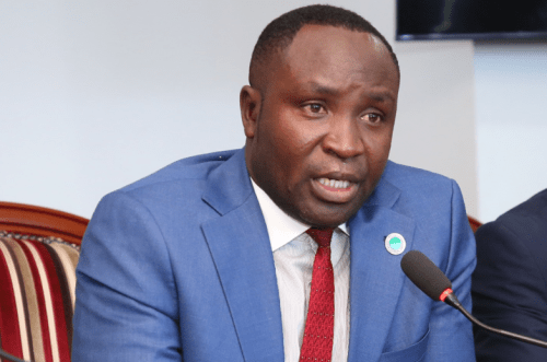 Kenya Union of Clinical Officers (KUCO) secretary-general George Gibore speaks during a meeting with the Council of Governors on July 8, 2024. PHOTO/@Kenyagovernors/X