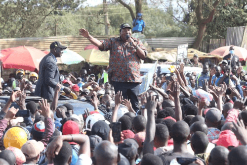 Former Governor Ferdinand Waititu speaking during a campaign rally in 2021. PHOTO/@GovernorBabayao/X