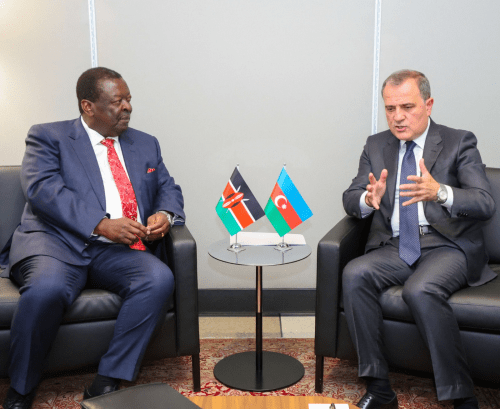 A meeting between Musalia Mudavadi and Minister of Foreign Affairs of the Republic of Azerbaijan Jeyhun Bayramov. PHOTO/@MusaliaMudavadi/X