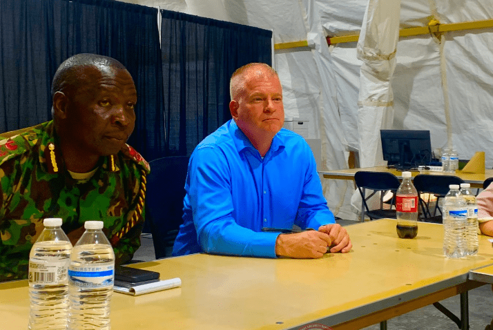 Kenyan Commander in Haiti Godfrey Otunge with Brigadier General William E. Temple on Saturday, September 14, 2024. PHOTO/@MSSMHaiti/X