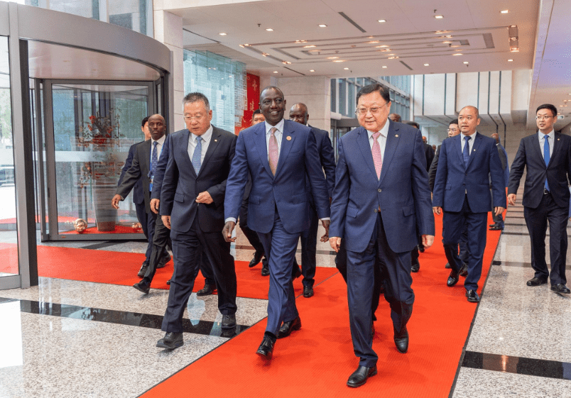 President William Ruto walks together with Chinese officials on Tuesday, September 3, 2024.