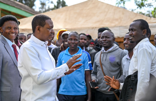 Labour CS Alfred mutua interacting with some applicants on Sunday October 27, 2024. PHOTO/@DrAlfredMutua/X