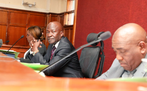 Justices Eric Ogola (Center) Anthony Mrima and Dr Freda Mugambi in court on Wednesday October 23, 2024. PHOTO/@zakheem_rajan/X