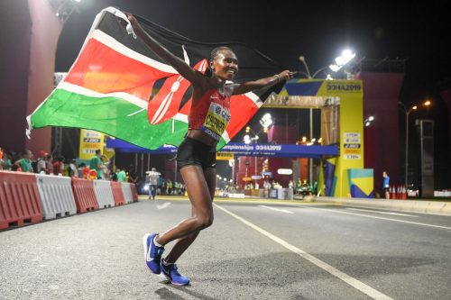 Ruth Chepng'etich in a past action. PHOTO/@IAAFDoha2019/X